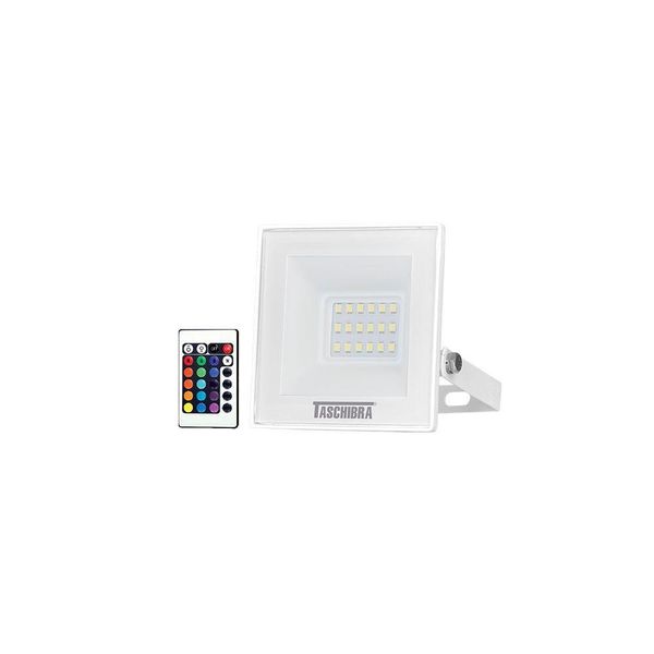 Refletor Taschibra Tr Led Slim Rgb 20w Branco Bivolt Rgb 15030035-01