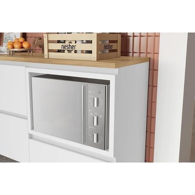 Cozinha Completa Rainha Gourmet 7 Peças (3 Aéreos + 1 Paneleiro + 3 Balcões) C6p38 Nature-verde - Nesher