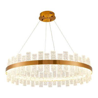 Lustre Pendente Nordecor Lowy 2762 80cm Dourado Brilho Led Bivolt