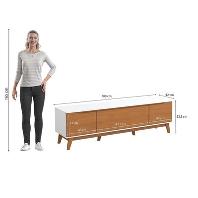 Rack Kappesberg 3 Portas Branco/Canela 180cm