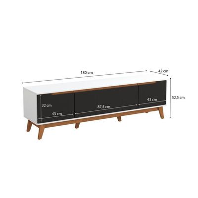 Rack Kappesberg 3 Portas Branco/Preto Fosco 180cm