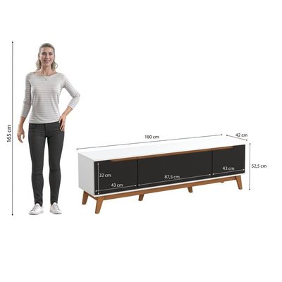 Rack Kappesberg 3 Portas Branco/Preto Fosco 180cm