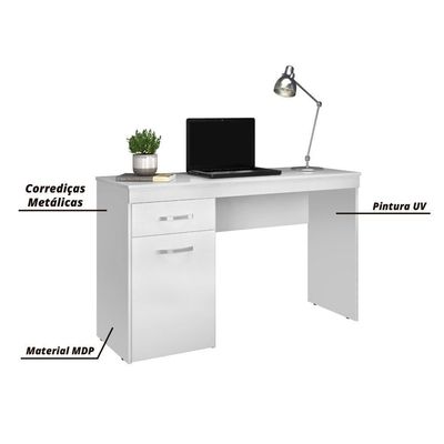 Escrivaninha Com 1 Porta 1 Gaveta Vitória Branco Branco