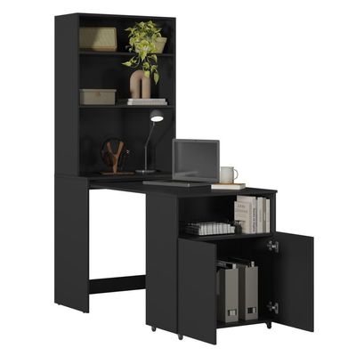 Armário Escrivaninha 2 Portas Com Mesa Retrátil Duo - Preto