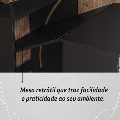 Armário Escrivaninha 2 Portas Com Mesa Retrátil Duo - Preto