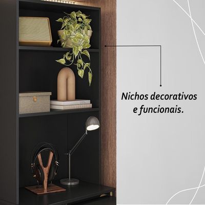 Armário Escrivaninha 2 Portas Com Mesa Retrátil Duo - Preto