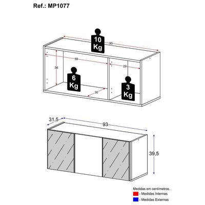Rack Tv Até 32 Polegadas Suspenso Com Espelhos Mp1077 Branco Branco