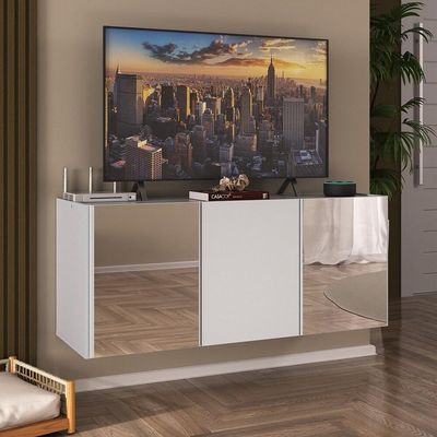 Rack Tv Até 32 Polegadas Suspenso Com Espelhos Mp1077 Branco Branco