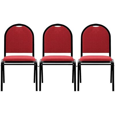 Kit 3 Cadeiras Hoteleiras Auditório Empilhável Linho M23 Vermelho - Mpozenato