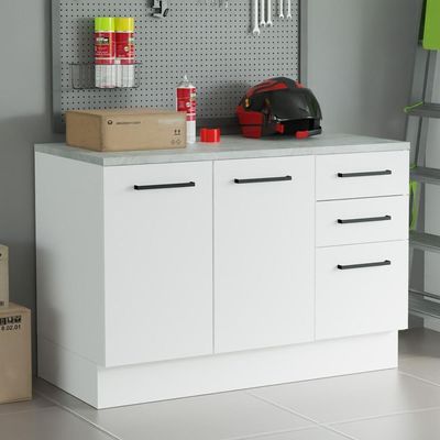 Balcão Multiuso 120cm 2 Portas 3 Gav Branco Agata Madesa