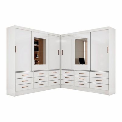 Closet Sevilha 6 Portas Casal Duplo Com Espelho 18 Gavetas