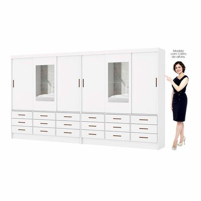 Closet Sevilha 6 Portas Casal Duplo Com Espelho 18 Gavetas