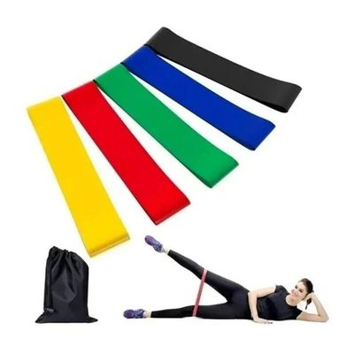 Kit Elástico Extensor Para Exercicio E Conjunto 5 Faixa Elastica Thera Band Treino Em Casa Ginastica Fisioterapia