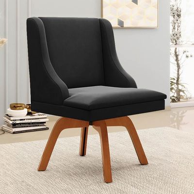 Kit 6 Cadeiras Estofadas Giratória Para Sala De Jantar Lia Suede Preto - Ibiza