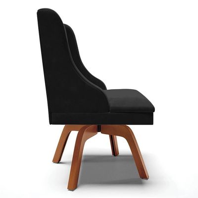 Kit 6 Cadeiras Estofadas Giratória Para Sala De Jantar Lia Suede Preto - Ibiza