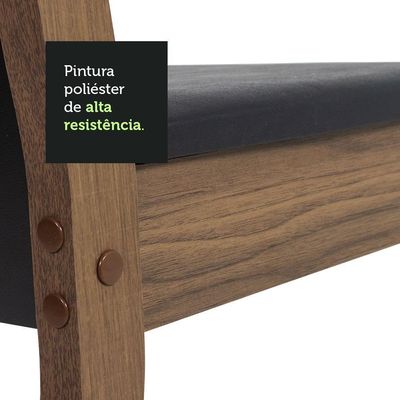 Mesa Tampo Vidro 6 Cadeiras Preto-Rustic Madesa