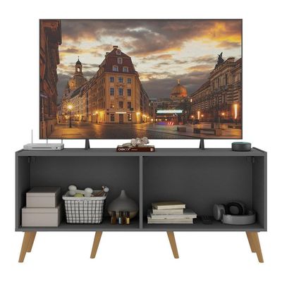Rack Tv Até 50 Polegadas Retrô Com Espelhos Mp1082 Grafite natural