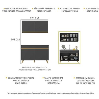 Armário De Compacta 2 Peças Multimóveis Preto