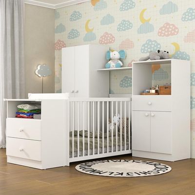 Quarto Infantil Com Berço-cômoda E Colchão Incluso Olívia
