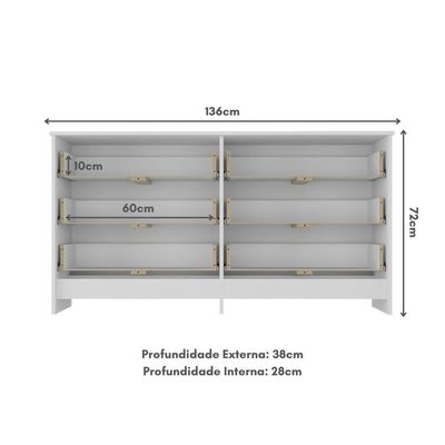 Cômoda Infantil 136cm Com 6 Gavetas Flex Multimóveis Branco