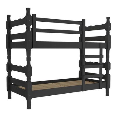 Beliche Madeira Maciça - Vira 2 Camas - Para Colchão 78/88 X 188cm Porto Multimóveis Cr4138 Preto