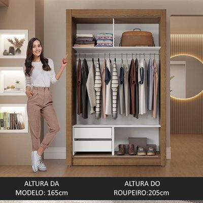 Guarda-roupa Solteiro 2 Portas Correr 2 Gavetas Rustic/preto