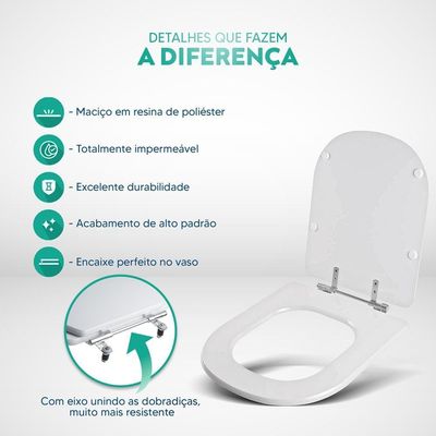 Tampa De Vaso Poliéster Vogue Plus Branco Para Bacia Deca 6lpf