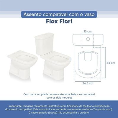 Tampa Vaso Sanitário Poliester Acrilico Flox Branco Para Bacia Fiori