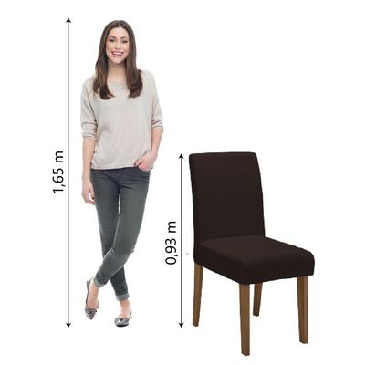 Conjunto Com 2 Cadeiras Estofada Sala De Jantar Trieste Siena Cedro / Marrom Dobuê Cedro