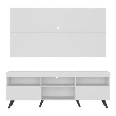 Rack C/ Painel Tv 65" Retrô Holanda Br3133 Branco Preto