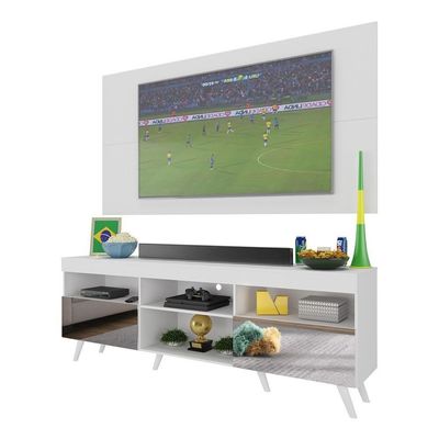 Rack C/ Painel Tv 65" Com Espelho Holanda Br3138 Branco