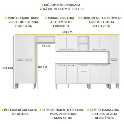 Cozinha Compacta Multimóveis Fg3155 Armário E Balcão Branca