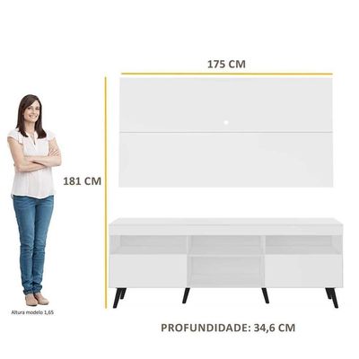Rack Retrô Com Painel Para Tv Até 65´´Fg3133 Branco/preto