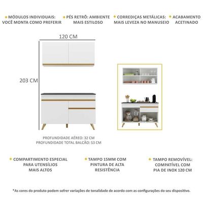 Cozinha Compacta Multimóveis Veneza Gw Fg3687com Branca