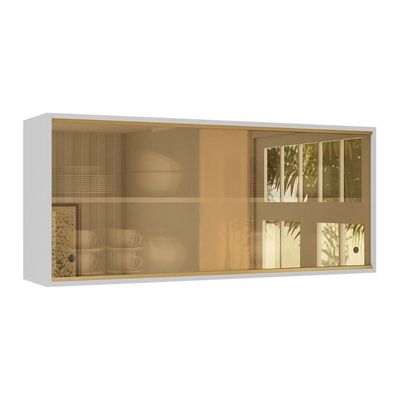 Armário De Cozinha Aéreo 105cm 2 Portas De Correr Em Vidro Xangai Multimóveis Mp2247 Branco Branco