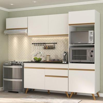 Cozinha Compacta 4 peças Armário e Balcão Multimóveis Branca