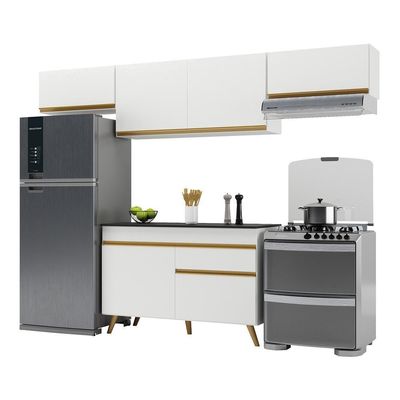 Cozinha Compacta 4 peças Armário e Balcão Multimóveis Branca