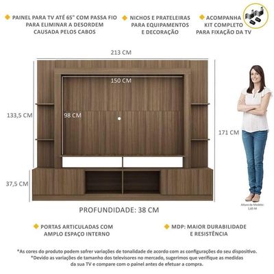 Rack Estante Painel Suporte Tv 65´´ Madeirado