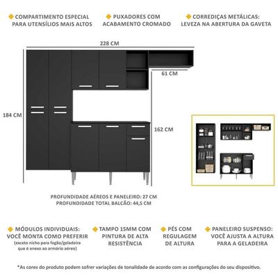 Armário De Cozinha Compacta Com Balcão Multimóveis V3000