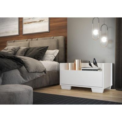 Mesa De Cabeceira 60Cm Multimóveis V3628 Branca Branco