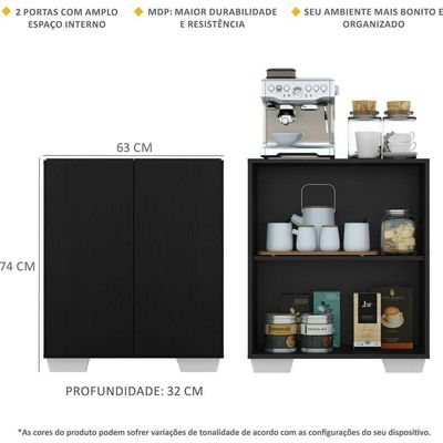 Aparador Buffet 2 Portas Multimóveis V3610 Preto/Branco