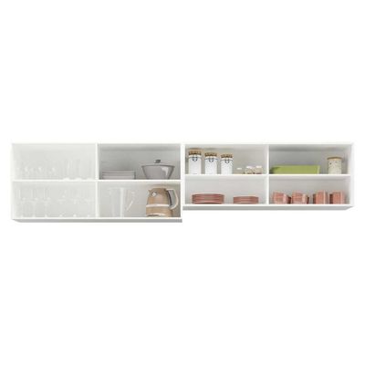 Kit 2 Armários De Cozinha Aéreos 4 Portas Veneza Multimóveis Mp2150 Branco/preto Branco/preto