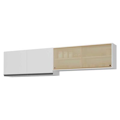 Kit 2 Armários De Cozinha Aéreos 4 Portas Veneza Multimóveis Mp2150 Branco/preto Branco/preto