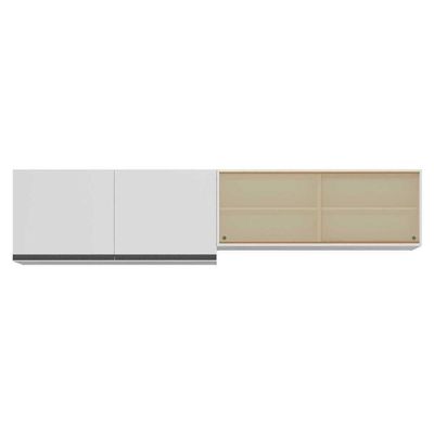 Kit 2 Armários De Cozinha Aéreos 4 Portas Veneza Multimóveis Mp2150 Branco/preto Branco/preto