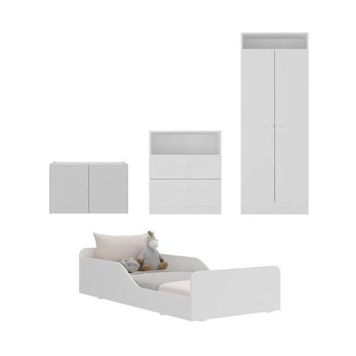 Quarto Infantil Completo C/ Minicama E Mesa Cabeceira Multimóveis Mp4204 Branco Branco