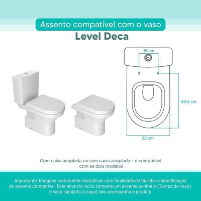 Tampa Vaso Sanitário Madeira Laqueada Level Branco Para Bacia Deca