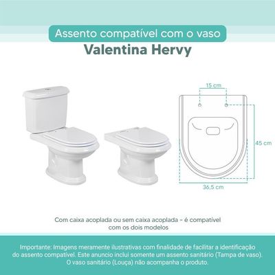Tampa Vaso Sanitário Madeira Laqueada Valentina Branco Para Bacia Hervy