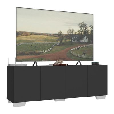 Rack Para Tv Até 50 Polegadas Com 4 Portas Multimóveis Mp1072 Preto/branco Preto/branco