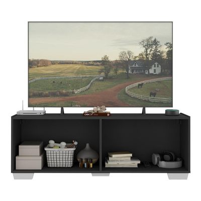 Rack Para Tv Até 50 Polegadas Com 4 Portas Multimóveis Mp1072 Preto/branco Preto/branco