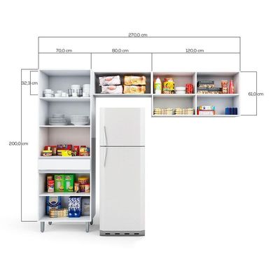 Cozinha Compacta 3 Peças Batrol Top Class Branco Branco
